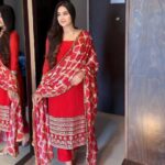 Radiant Red Heavy Embroidered Straight Suit Set with Elegant Patola Dupatta