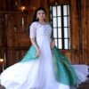 Elegant Faux Georgette Gown with Multi Sequins Work and Bandhej Dupatta - Front View