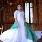 Elegant Faux Georgette Gown with Multi Sequins Work & Bandhej Dupatta