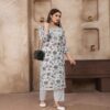 Chikankari cotton kurti plazoo set with digital print – front view