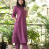 Designer cotton co-ord set with A-line kurti and ankle-length plazo – Pramukhmart