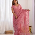 italian diamond work saree