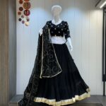Georgette Chaniya Choli with Mirror Work Blouse and Full Flare Dupatta