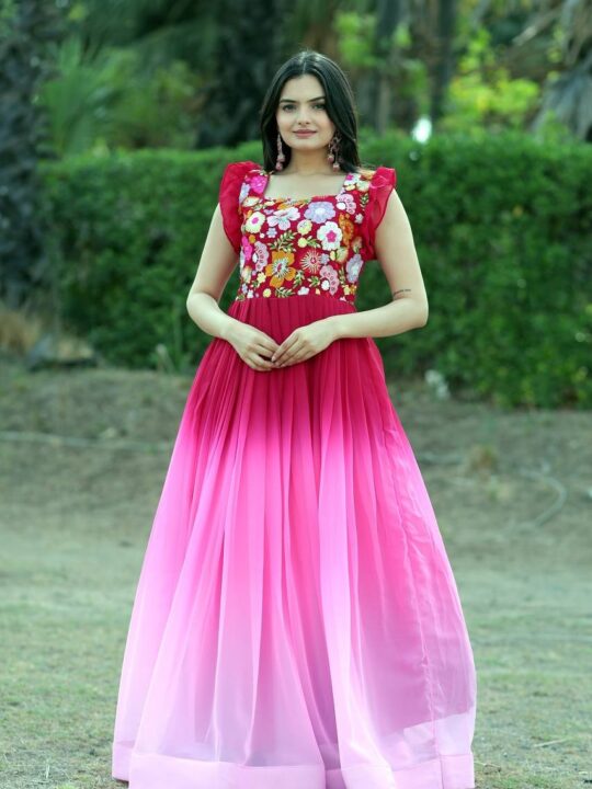 Sequin & Floral Embroidered Gown for Women | Pramukhmart