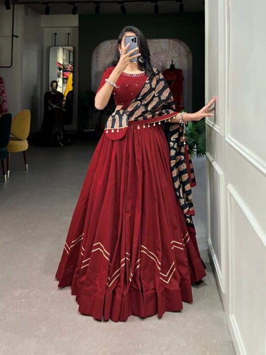 Lehenga with drawstring and gota patti