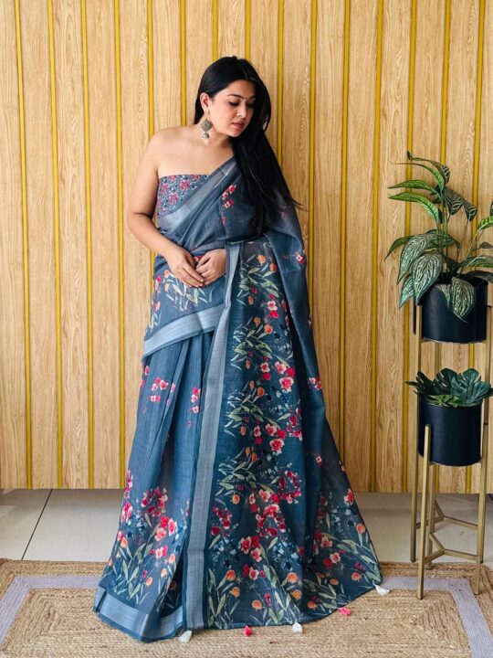 linen cotton silk saree