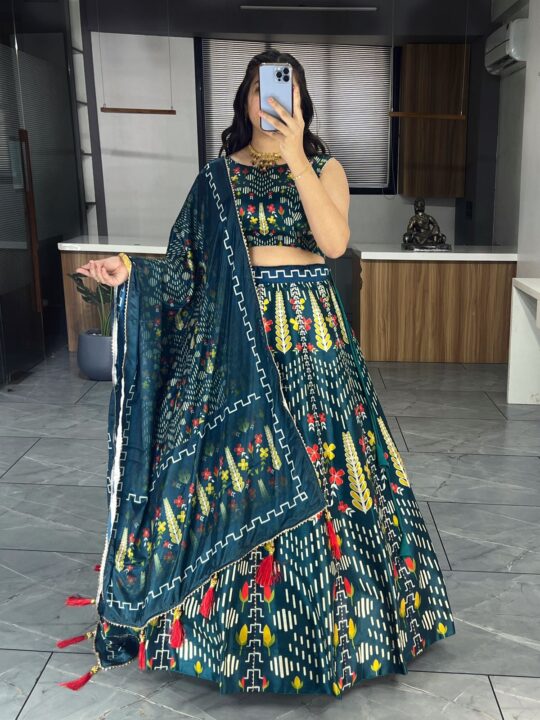 Sleeveless Blouse and Printed Lehenga Set