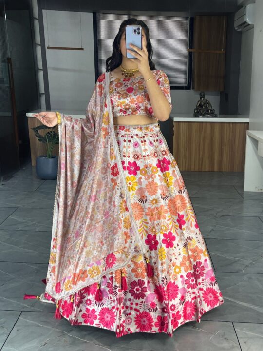 Art Silk Lehenga with Chinon Dupatta – Pramukhmart