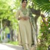 Full view of Designer Kurta Set with Art Silk Dupatta and matching bottom