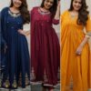 Heavy fully stitched suit set with hand embroidery and chanderi dupatta by Pramukhmart
