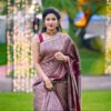 Organic Banarasi saree in lichi silk fabric for weddings by Pramukhmart