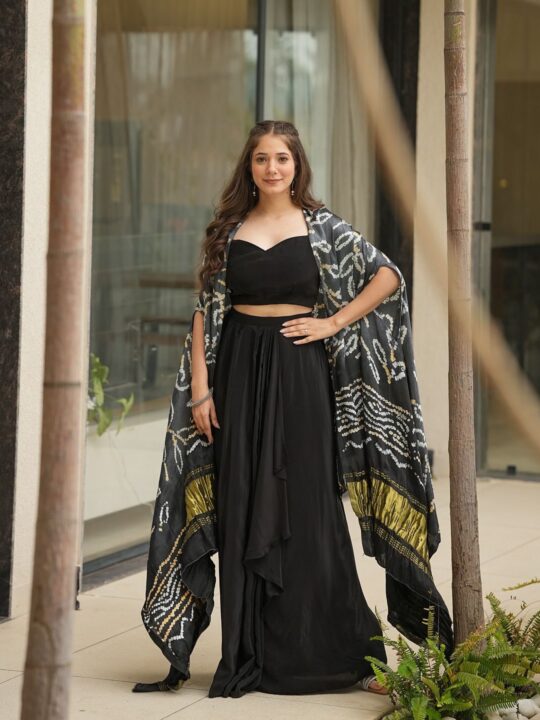 Elegant Draped Skirt Co-ord Set | Pramukhmart