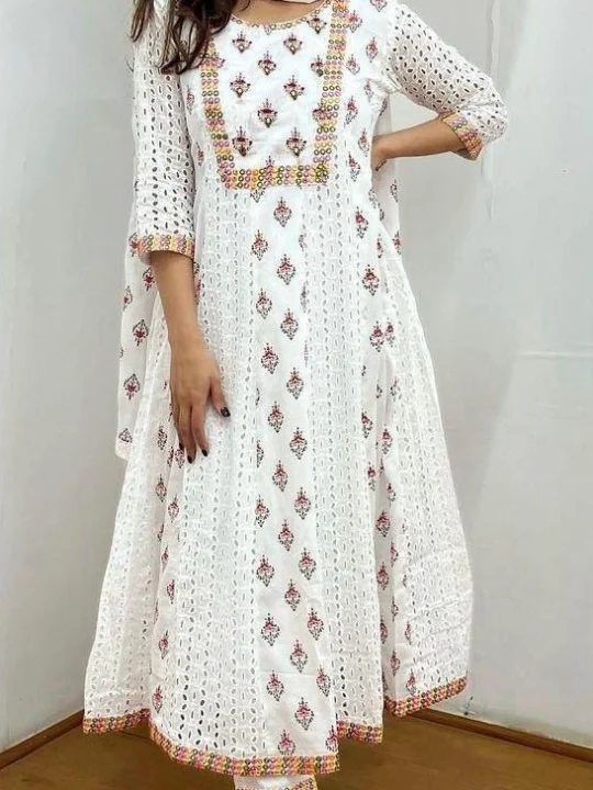 chikankari anarkali kurti set