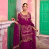 Front view of Fancy Kurti Sharara Set with Dupatta – Chinon Silk & Embroidery