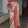 Organic Banarasi Lichi Silk Saree with blouse for wedding wear