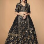 Elegant slub silk lehenga with zari embroidery for bridal occasions