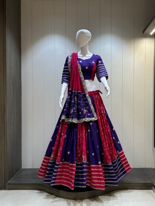 Roman Silk Chaniya Choli with Vintage Embroidery and Dupatta