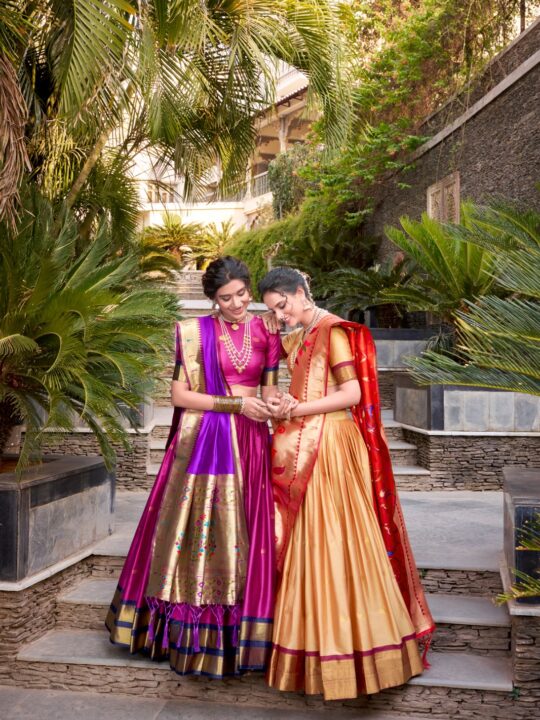 Elegant Paithani Jacquard Silk Lehenga Choli with Zari Weaving Work