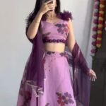 floral organza lehenga