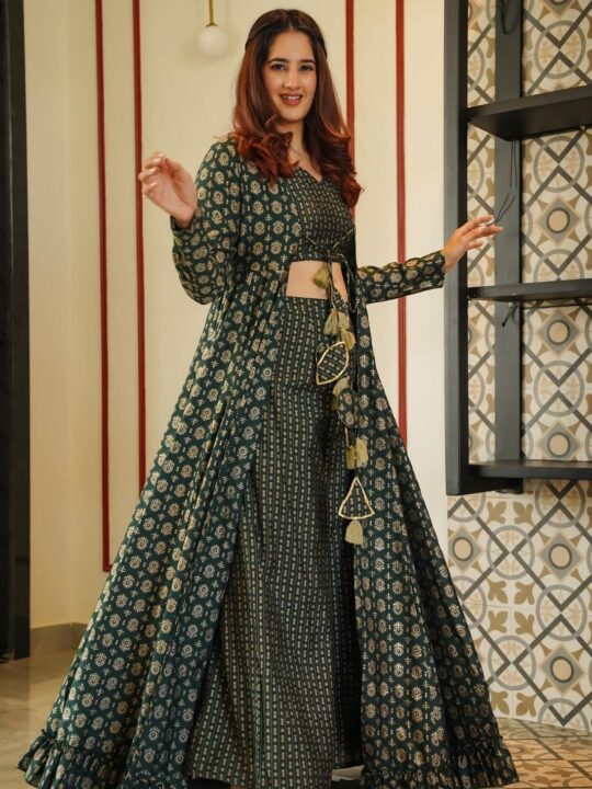 Embroidered net lehenga with can-can