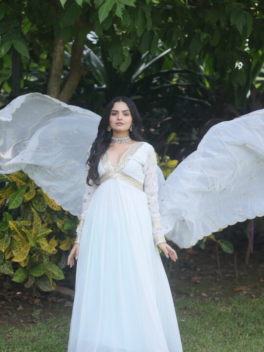 Alia cut embroidered gown with Russian silk dupatta – Pramukhmart