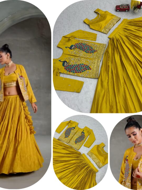 Festival Crop Top Lehenga Set with Chinon Jacket and Big Flair