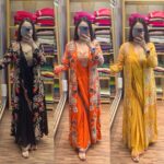 Ready to wear drape saree with embroidered koti and stitched blouse – Chinon silk set