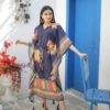 Premium Chinon Blue Kaftan with Digital Print and Tassels – Pramukhmart