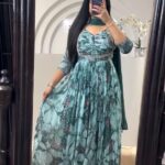 Fox Georgette Digital Print Gown with Dupatta – Side View