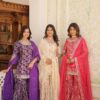 Designer viscose jacquard gharara set with sequins and zari embroidery and Russian silk dupatta