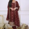 Chinon Silk Embroidered Kurti Set with Dupatta – Front View