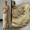 Mirror Work Organza Saree with Sequin and Lace Border