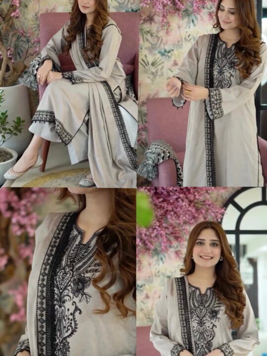 Designer faux georgette party wear suit set with embroidery and dupatta
