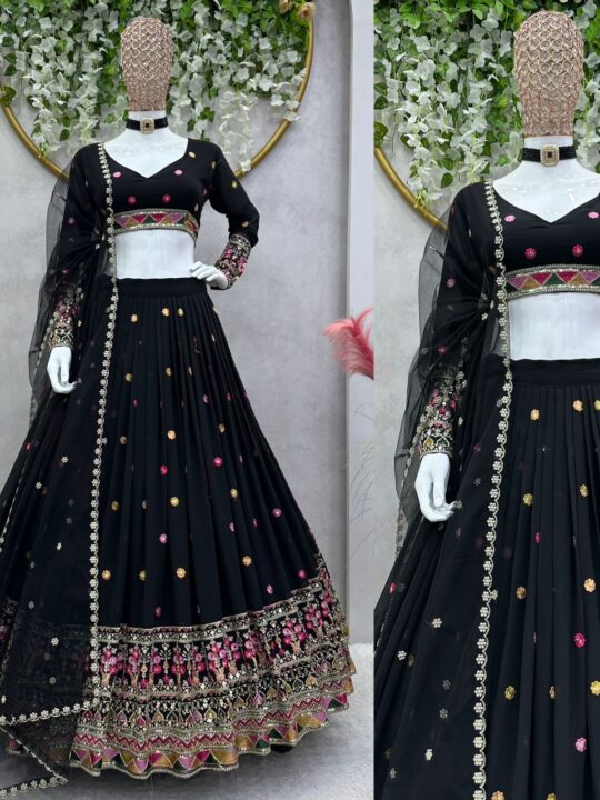 Semi-stitched Georgette Chaniya Choli with thread and sequin work