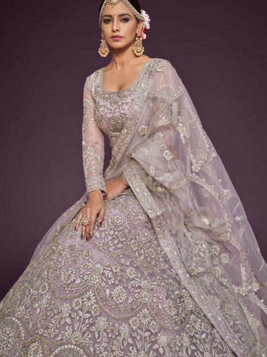 Elegant net lehenga for weddings by Pramukhmart