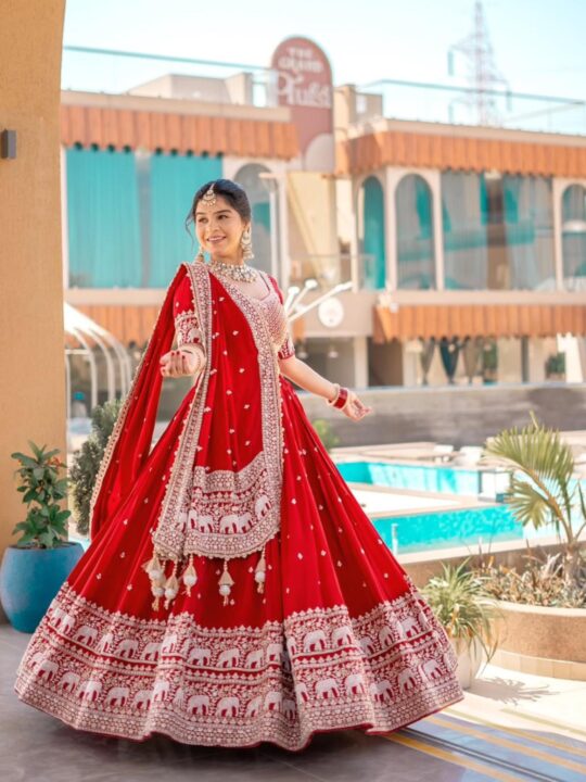 elephant embroidered lehenga choli