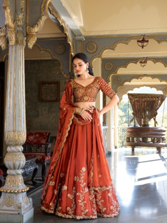 Rangoli Silk Lehenga with Sequin Work – Side Angle