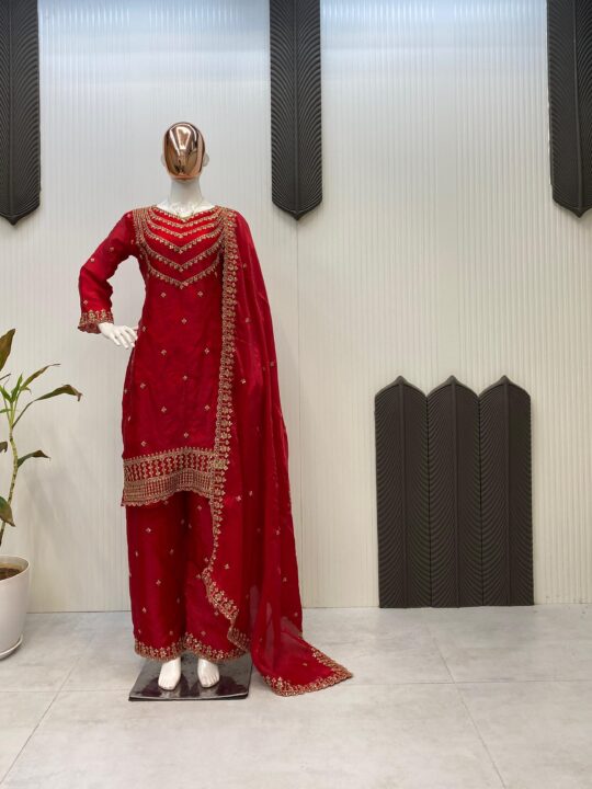 Fendi silk kurti pant set with dupatta featuring sequence embroidery and LCD diamond work
