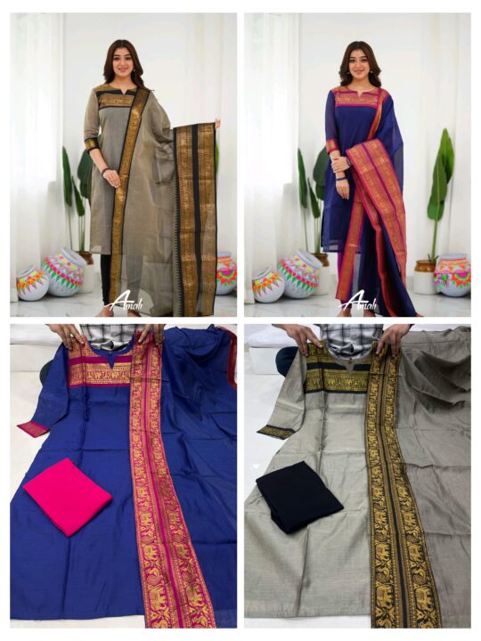 Fully stitched cotton kurti leggings dupatta set for women – Pramukhmart