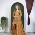 Embroidered Chinon Sharara Set with Dupatta – Front View