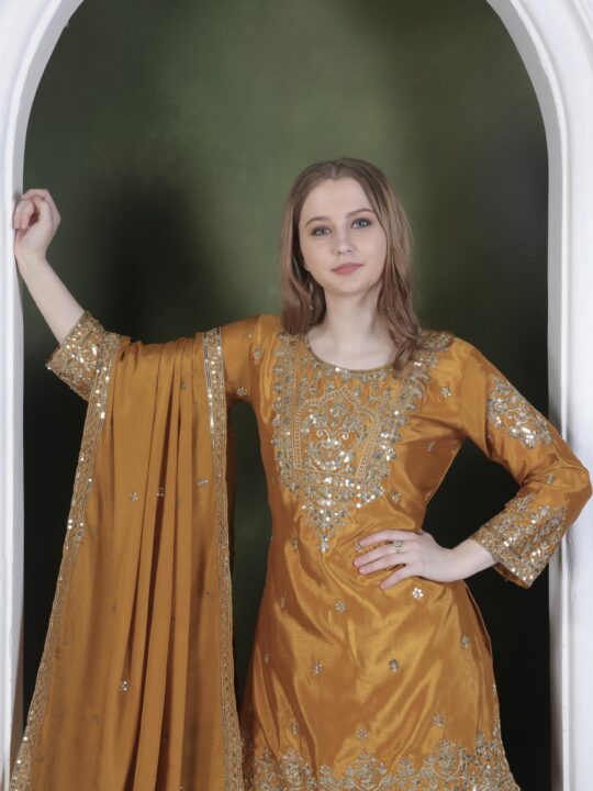 Sequence Work Embroidered Sharara Set – Closeup Detail