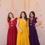 Embroidered faux blooming gown with sequins and frill design