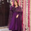 Wine Bandhani Chinnon Silk Suit Set with Dupatta – Pramukhmart