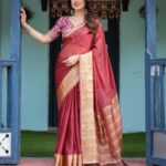 wine red chiffon saree