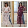 Wine and White Nayra Cut Kurti with Floral Butti Print – Pramukhmart