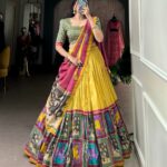 Tussar Silk Kalamkari Lehenga with Gotta Patti Dupatta – Pramukhmart