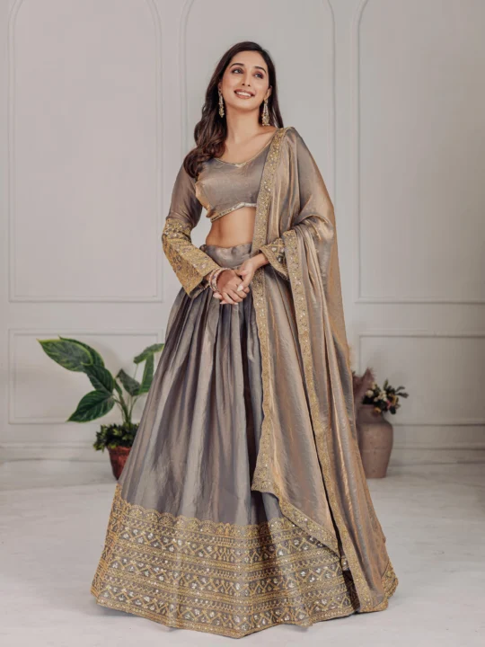 Bridal Fendi Embroidered Lehenga Choli with Dupatta – Pramukhmart