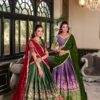 Kanchipuram lehenga choli with zari weaving and embroidered georgette dupatta