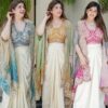Indo Western Draped Saree with embroidered mono banglory silk blouse and Bandhani dupatta