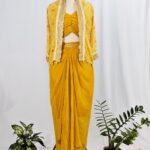 Front view of Party Wear Dhoti Style Saree with Koti